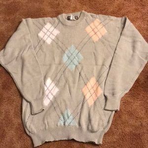 Vintage Argyle Light Green Crewneck Sweater